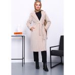 İmaj Butik Bej Kruvaze Yaka Cepli Angora Kaban - 38