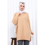 İmaj Butik Bisküvi Bisiklet Yaka Soğuk İplik Triko Tunik - Standart
