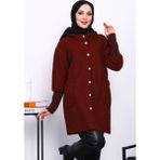 İmaj Butik Bordo Kapşonlu Buklet Kaban - 42