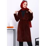İmaj Butik Bordo Kruvaze Yaka Cepli Angora Kaban - 38