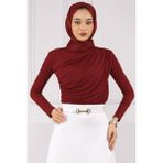 İmaj Butik Bordo Önü Drapeli Sandy Bluz
