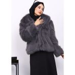 İmaj Butik Füme Astarlı Kısa Kürk Kaban - 36