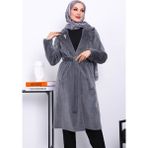 İmaj Butik Füme Kruvaze Yaka Cepli Angora Kaban - 40