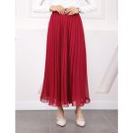 İmaj Butik Fuşya Bel Lastikli Piliseli Şifon Etek - 38