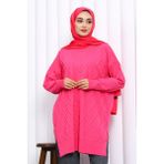 İmaj Butik Fuşya Bisiklet Yaka Soğuk İplik Triko Tunik - Standart