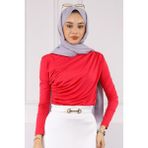 İmaj Butik Fuşya Önü Drapeli Sandy Bluz - XL