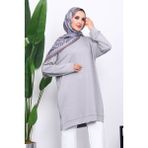 İmaj Butik Gri Bisiklet Yaka Modal Tunik - 2XL