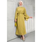 İmaj Butik Haki Bel Bağlamalı Salaş Elbise - Standart