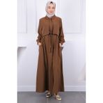 İmaj Butik Kahverengi Cepli Bel Kuşaklı Elbise - 38