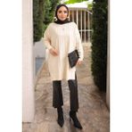 İmaj Butik Krem Bisiklet Yaka Soğuk İplik Triko Tunik - Standart