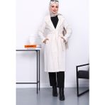 İmaj Butik Krem Kruvaze Yaka Cepli Angora Kaban - 46