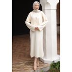 İmaj Butik Krem Merserize Triko Hırka Elbise Ikili Kombin Takım - Standart