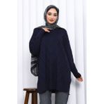 İmaj Butik Lacivert Bisiklet Yaka Soğuk İplik Triko Tunik - Standart