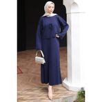İmaj Butik Lacivert Merserize Triko Hırka Elbise Ikili Kombin Takım - Standart