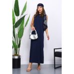 İmaj Butik Lacivert Sıfır Kol Penye Tesettür Içlik Elbise - 44 - 46