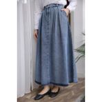İmaj Butik Mavi Pileli Kot Etek - 44