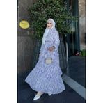 İmaj Butik Mor Bel Lastikli Eteği Katlı Şifon Elbise - 42 - 44