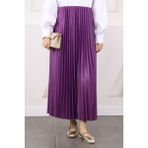 İmaj Butik Mor Bel Lastikli Piliseli Etek - 2XL