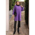 İmaj Butik Mor Bisiklet Yaka Armalı Tunik - 2XL