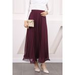 İmaj Butik Mürdüm Bel Lastikli Piliseli Şifon Etek - 40