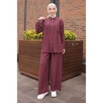İmaj Butik Mürdüm Cepli Modal Tunik Pantolonlu Takım - 42