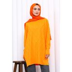 İmaj Butik Oranj Bisiklet Yaka Soğuk İplik Triko Tunik - Standart