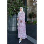 İmaj Butik Pembe Bel Lastikli Eteği Katlı Şifon Elbise - 38 - 40