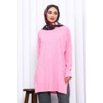 İmaj Butik Pembe Bisiklet Yaka Soğuk İplik Triko Tunik - Standart