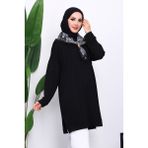 İmaj Butik Siyah Bisiklet Yaka Modal Tunik - XL