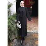 İmaj Butik Siyah Merserize Triko Hırka Elbise Ikili Kombin Takım - Standart