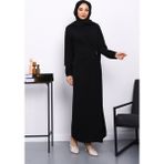 İmaj Butik Siyah Önü Drapeli Tokalı Krep Elbise - 36