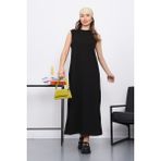 İmaj Butik Siyah Sıfır Kol Penye Tesettür Içlik Elbise - 42 - 44