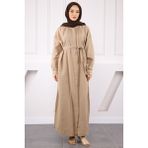 İmaj Butik Vizon Bel Kuşaklı Müslin Elbise - 38 - 40