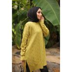 İmaj Butik Yağ Yeşili Bisiklet Yaka Soğuk İplik Triko Tunik - Standart