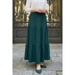 İmaj Butik Yeşil Eteği Katlı Bel Lastikli Bürümcük Etek - Standart