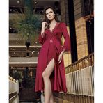 İmaj Kadın Gecelik, Sabahlık, Pijama Takımı, Saten Dantelli, Bordo, L Beden, 6'lı Set