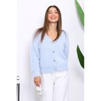 İmajButik Bebe Mavi Dümeli Kısa Angora Yumoş Triko Hırka