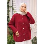 İmajButik Bordo Bisiklet Yaka Angora Yumoş Hırka