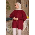 İmajButik Bordo Dik Yaka Angora Yumoş Hırka