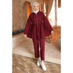 İmajButik Bordo Eteği Piliseli Tunik Pantolonlu Takım