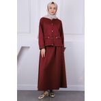 İmajButik Bordo Scuba Ceket Etekli Takım