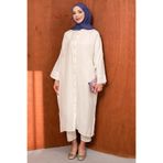 İmajButik Ekru Düğmeli Müslin Tunik