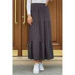 İmajButik Füme Eteği Katlı Bel Lastikli Bürümcük Etek