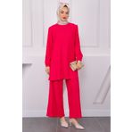 İmajButik Fuşya Bürümcük Tunik Pantolonlu Takım