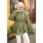 İmajButik Haki Geniş Kol Salaş Müslin Tunik