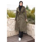 İmajButik Haki Kruvaze Yaka Düğmeli Trençkot