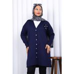 İmajButik Lacivert Soğuk İplik Düğmeli Triko Hırka