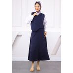 İmajButik Lacivert Tek Cepli Yelek Etekli Takım