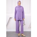İmajButik Lila Bürümcük Gömlek Pantolon Takım
