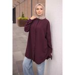 İmajButik Mürdüm Düğmeli Basic Salaş Tunik
